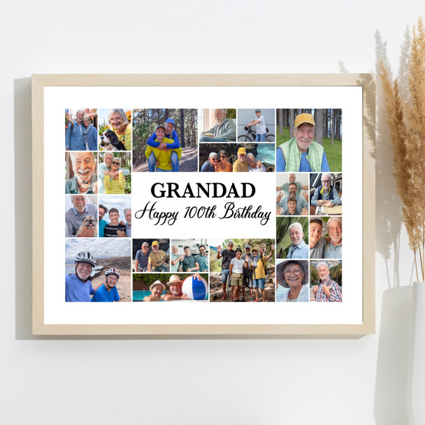 Photo Collage 100th Birthday Custom Gift For Grandad 22-Photo Print Or Canvas