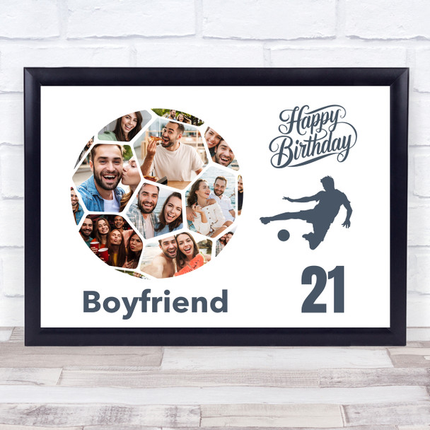 Photo Collage Print Or Canvas 21st Birthday Gift For Boyfriend 14-Photo Football