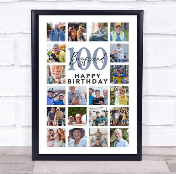 Photo Collage Print Or Canvas 100th Birthday Custom Gift For Boyfriend 20-Photo
