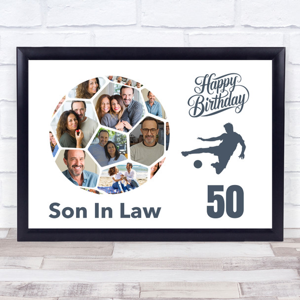 Photo Collage Print Canvas 50th Birthday Gift For Son-In-Law 14-Photo Football