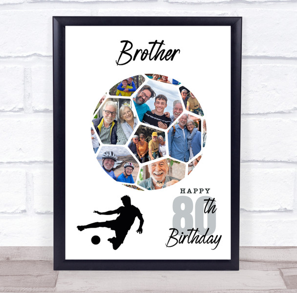 Photo Collage Print Or Canvas 80th Birthday Gift For Brother 14-Photo Football Photo Collage Print Or Canvas 80th Birthday Gift For Brother 14-Photo Football