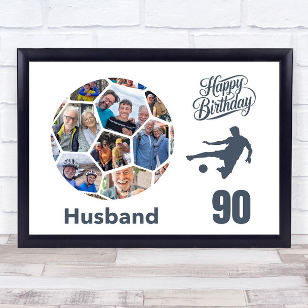 Photo Collage Print Or Canvas 90th Birthday Gift For Husband 14-Photo Football
