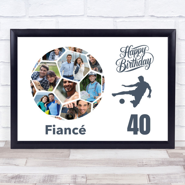 Photo Collage Print Or Canvas 40th Birthday Gift For Fiancé 14-Photo Football