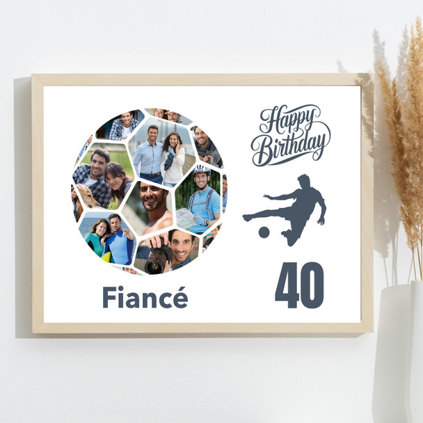 Photo Collage Print Or Canvas 40th Birthday Gift For Fiancé 14-Photo Football