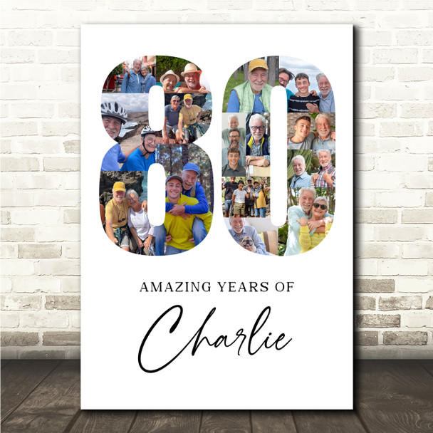 Photo Collage Print Or Canvas 80th Birthday 16-Photo Birthday Gift For Him 80