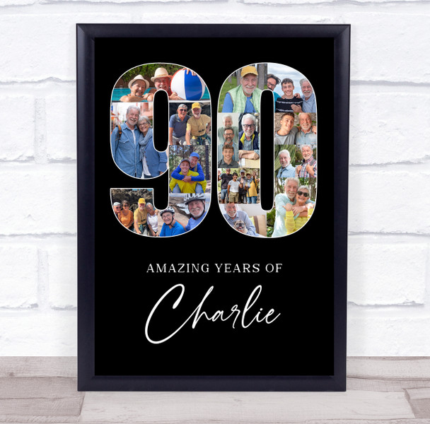 Photo Collage Print Or Canvas 90th Birthday 16-Photo Birthday Gift For Him 90