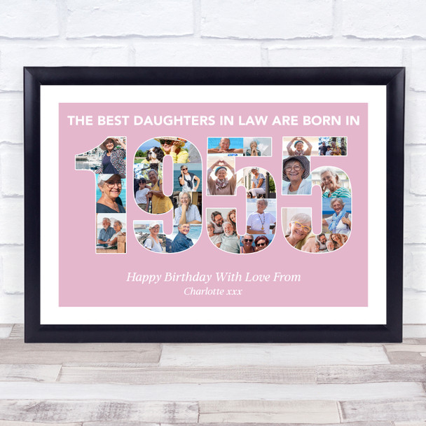 Photo Collage Pink Birthday Gift For Daughter-In-Law 23-Photo Year 1955 Print