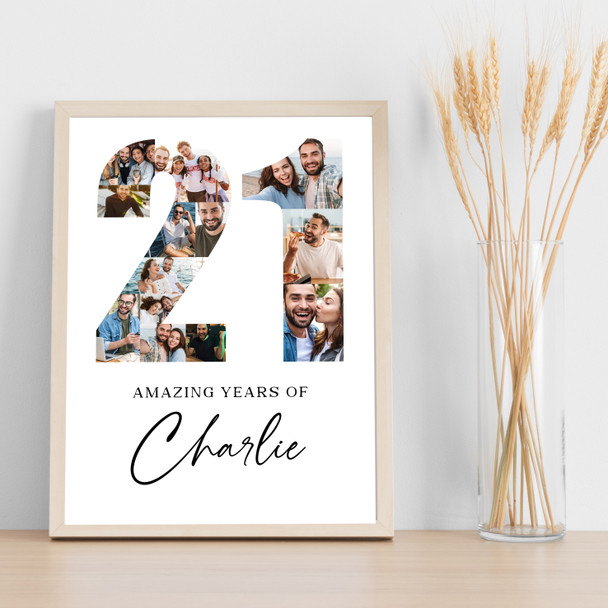 Photo Collage Print Or Canvas 21st Birthday 13-Photo Birthday Gift For Him 21