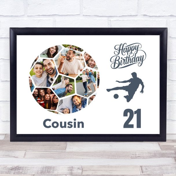 Photo Collage Print Or Canvas 21st Birthday Gift For Cousin 14-Photo Football