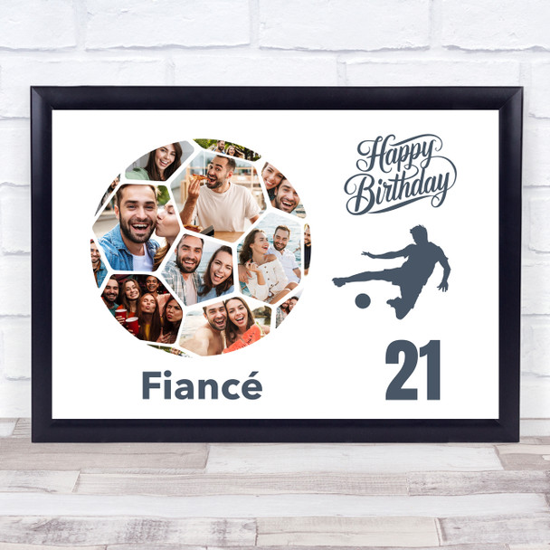 Photo Collage Print Or Canvas 21st Birthday Gift For Fiancé 14-Photo Football