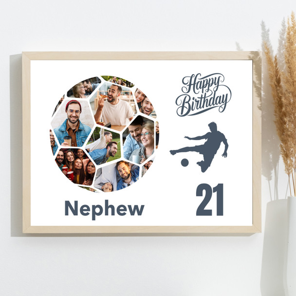 Photo Collage Print Or Canvas 21st Birthday Gift For Nephew 14-Photo Football
