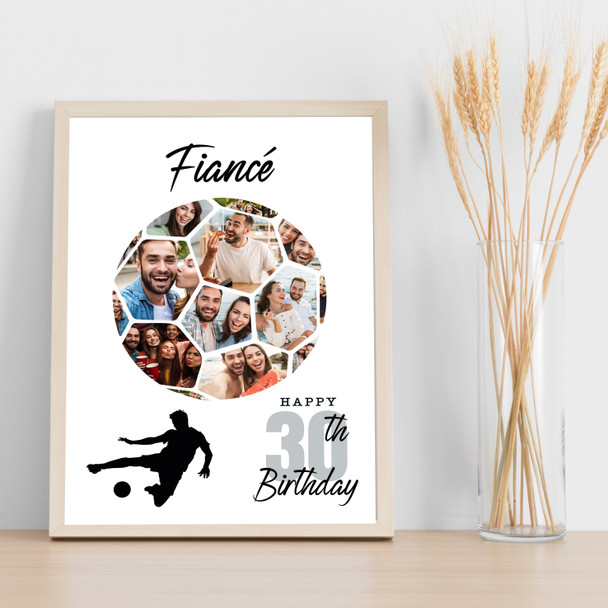 Photo Collage Print Or Canvas 30th Birthday Gift For Fiancé 14-Photo Football