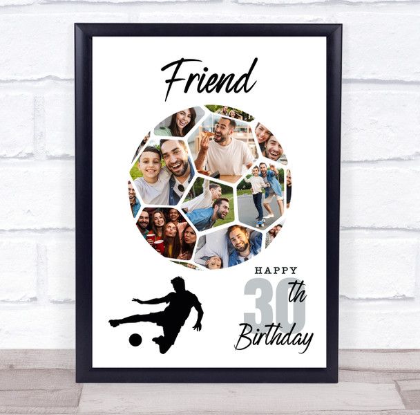 Photo Collage Print Or Canvas 30th Birthday Gift For Friend 14-Photo Football
