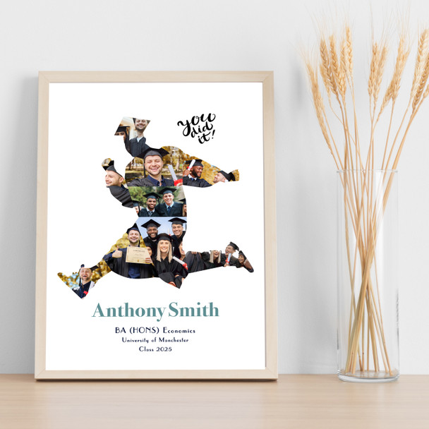 Photo Collage Graduation Gift For Student 9-Photo Male Graduate Jumping Print