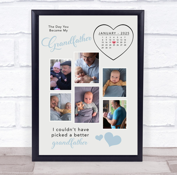 Photo Collage Gift For Grandfather First Father's Day 6-Photo Calendar Print