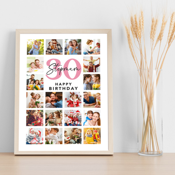 Photo Collage Print Or Canvas 30th Birthday Custom Gift For Stepmum 20-Photo