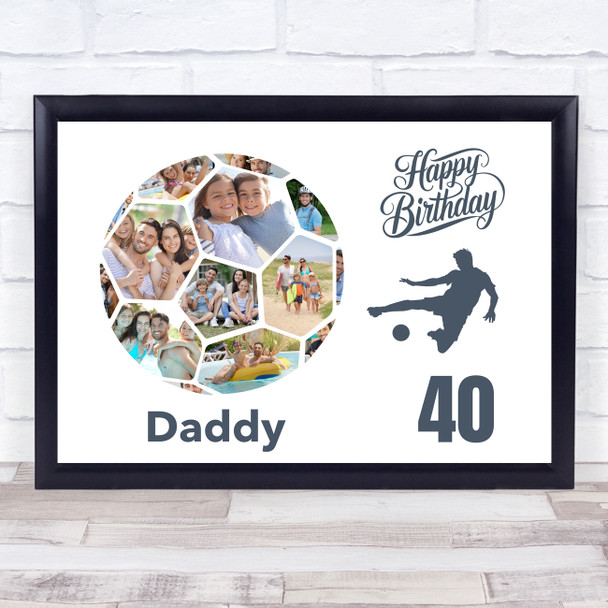 Photo Collage Print Or Canvas 40th Birthday Gift For Daddy 14-Photo Football