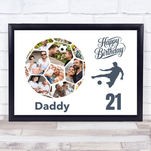 Photo Collage Print Or Canvas 21st Birthday Gift For Daddy 14-Photo Football
