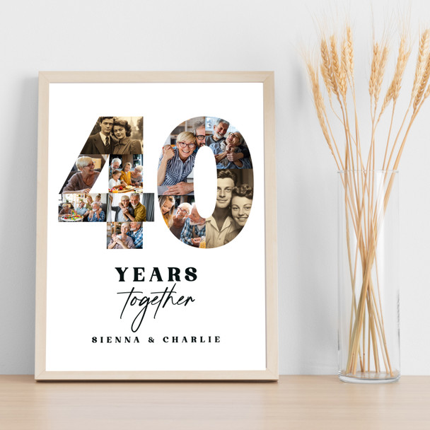 Photo Collage 40th Wedding Anniversary Gift 10-Photo 40 Years Together Print