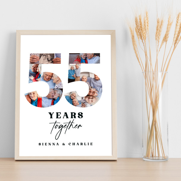 Photo Collage 55th Wedding Anniversary Gift 10-Photo 55 Years Together Print