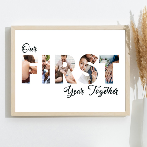 Photo Collage 1st Wedding Anniversary Gift 5-Photo First Year Together Print