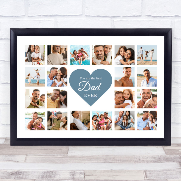 Photo Collage Print Or Canvas Father's Day Gift For Dad 20-Photo Blue Heart