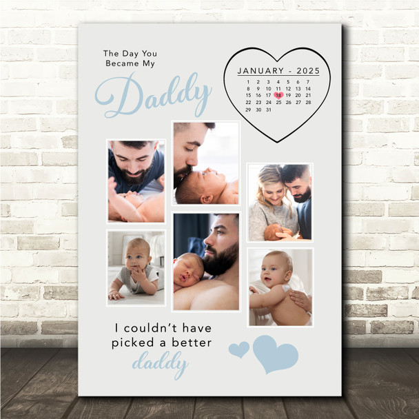 Photo Collage First Father's Day Gift For Daddy 6-Photo Calendar Date Print