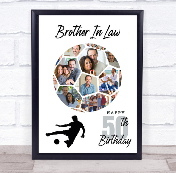 Photo Collage 50th Birthday Gift For Brother-In-Law 14-Photo Football Print