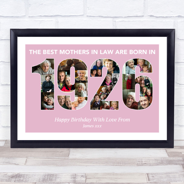 Photo Collage Pink Birthday Gift For Mother-In-Law 27-Photo Year 1926 Print