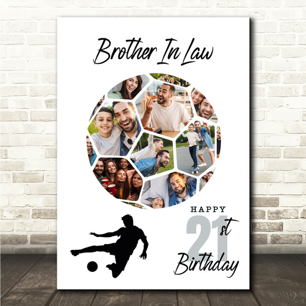 Photo Collage 21st Birthday Gift For Brother-In-Law 14-Photo Football Print