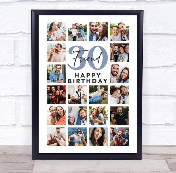Photo Collage Print Or Canvas 30th Birthday Custom Gift For Friend 20-Photo