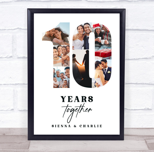 Photo Collage 10th Wedding Anniversary Gift 8-Photo 10 Years Together Print
