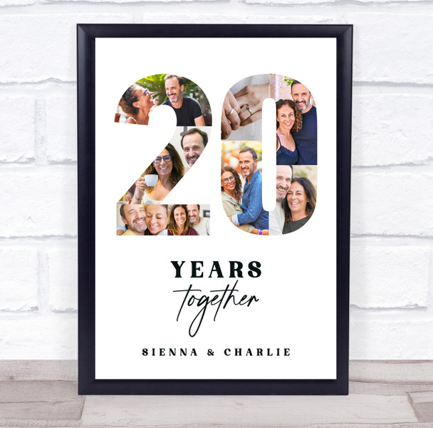 Photo Collage 20th Wedding Anniversary Gift 7-Photo 20 Years Together Print