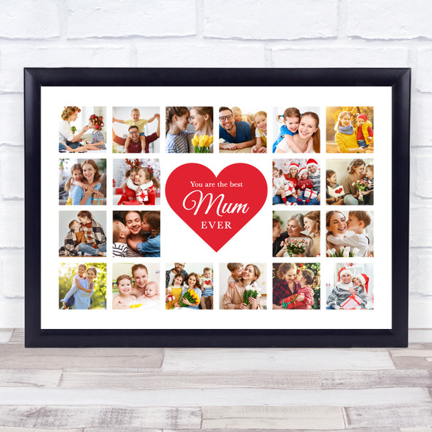 Photo Collage Print Or Canvas Mother's Day Gift For Mum 20-Photo Red Heart