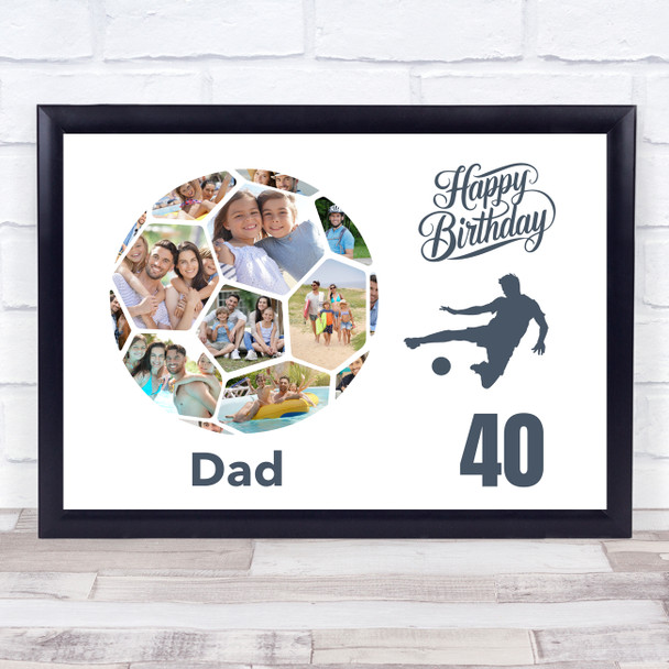 Photo Collage Print Or Canvas 40th Birthday Gift For Dad 14-Photo Football