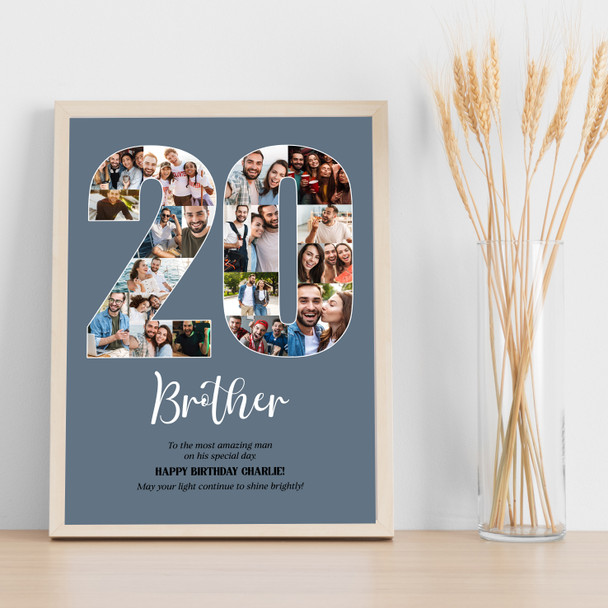 Photo Collage Print Or Canvas 20th Birthday 20-Photo Birthday Gift For Him