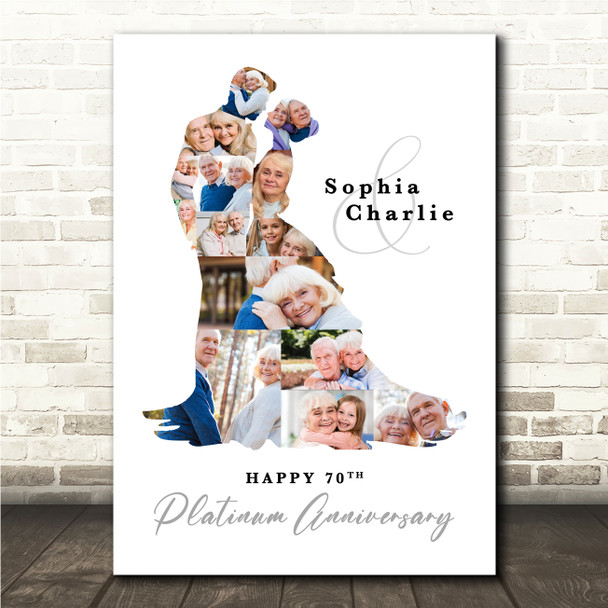 Photo Collage Platinum 70th Wedding Anniversary Gift 14-Photo Couple Print