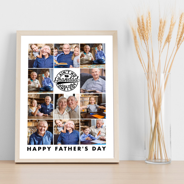 Photo Collage Grandad Gift For Father's Day 11-Photo Ain't No Daddy Print Canvas
