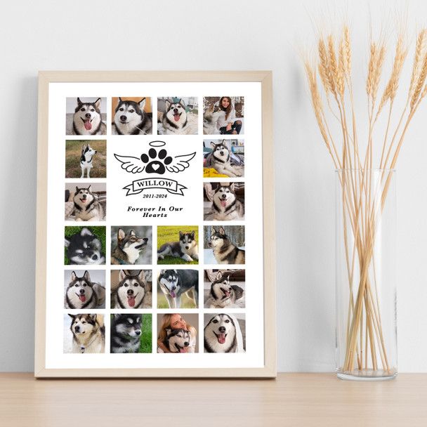 Photo Collage Pet Memorial Gift For Anyone 20-Photo Paw Print Wings Print Canvas Photo Collage Pet Memorial Gift For Anyone 20-Photo Paw Print Wings Print Canvas