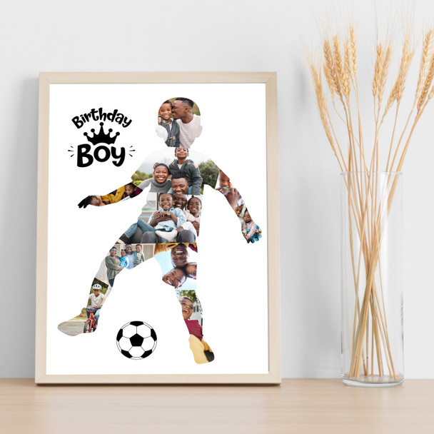 Photo Collage Kids Boys Birthday Gift 10-Photo Boy Playing Football Print Canvas