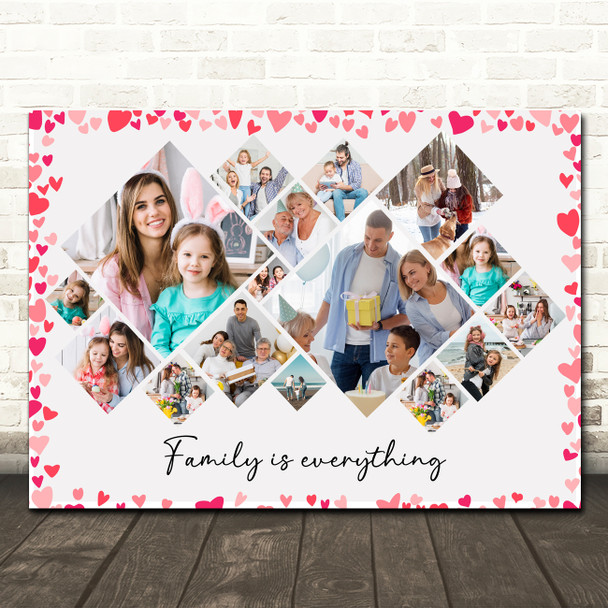 Photo Collage 16-Photo Family Is Everything Frame Any Occasion Gift Print Canvas