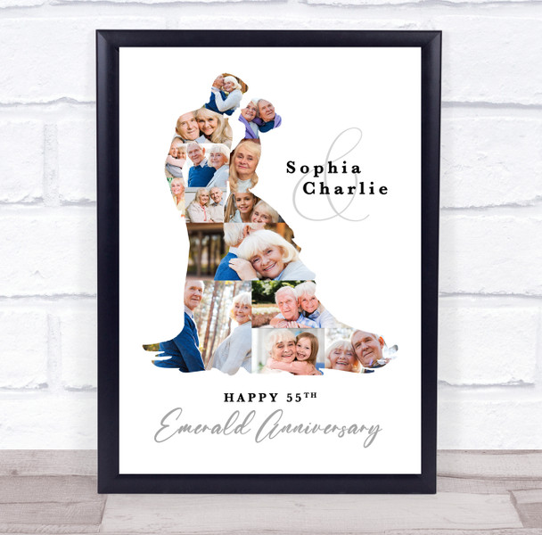 Photo Collage Emerald 55th Wedding Anniversary Gift 14-Photo Couple Print Canvas