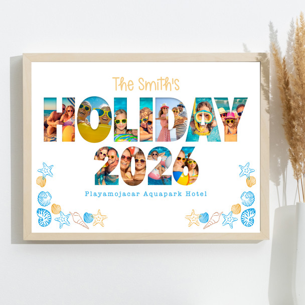 Photo Collage 11-Photo Family Holiday 2026 Seashell Gift For Anyone Print Canvas