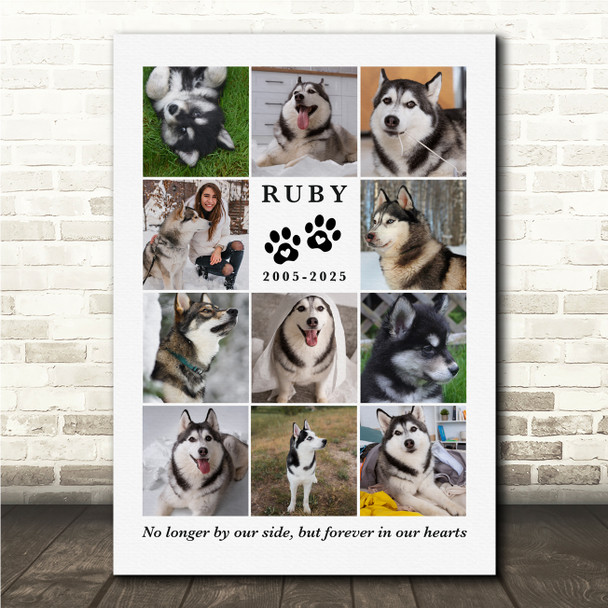Photo Collage Pet Dog Memorial Gift For Anyone 11-Photo Paw Prints Print Canvas Photo Collage Pet Dog Memorial Gift For Anyone 11-Photo Paw Prints Print Canvas