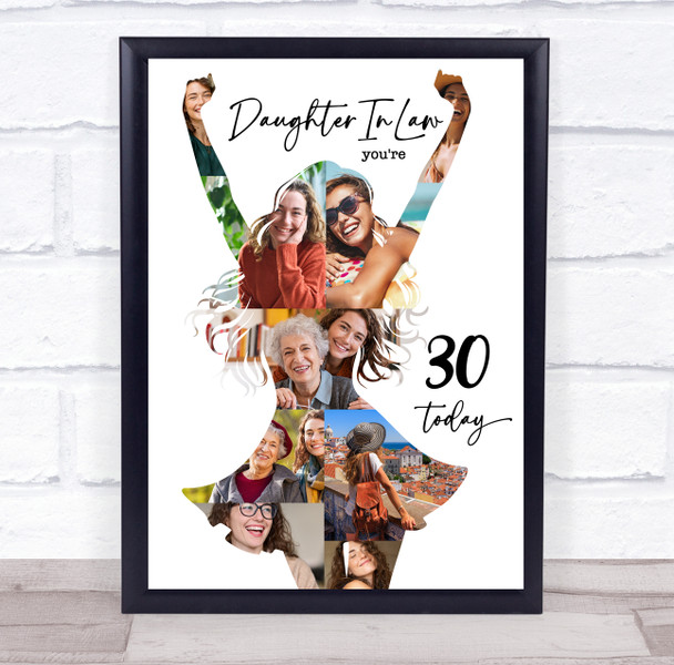 Photo Collage 30th Birthday Gift For Daughter-In-Law 9-Photo Women Print Canvas