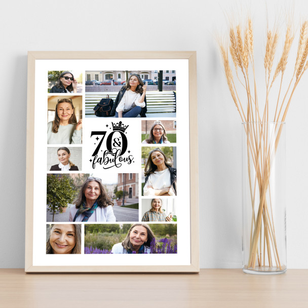 Photo Collage 70th Birthday Gift For Anyone 10-Photo 70th Birthday Print Canvas