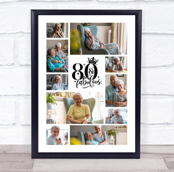 Photo Collage 80th Birthday Gift For Anyone 10-Photo 80th Birthday Print Canvas
