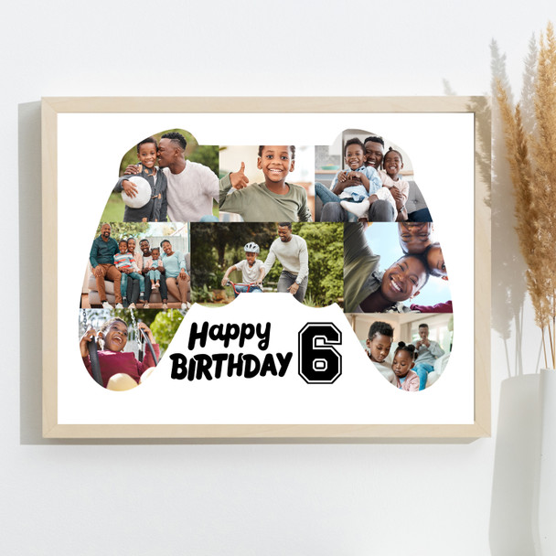 Photo Collage Kids Birthday Gift For Boys Any Age 8-Photo Game Pad Print Canvas