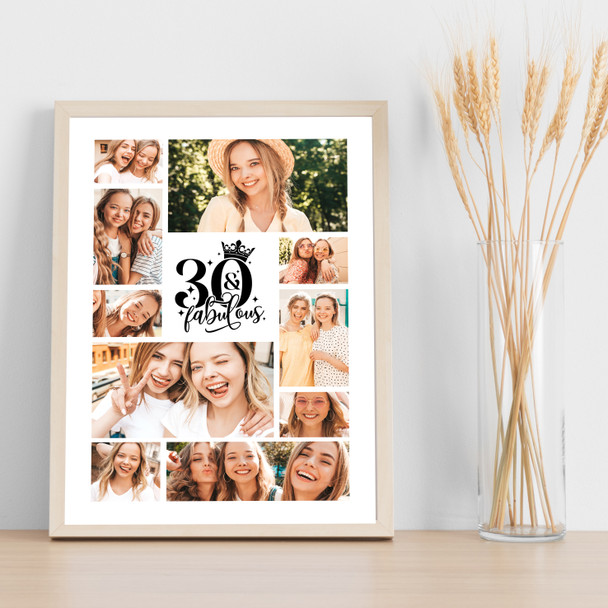Photo Collage 30th Birthday Gift For Anyone 10-Photo 30th Birthday Print Canvas