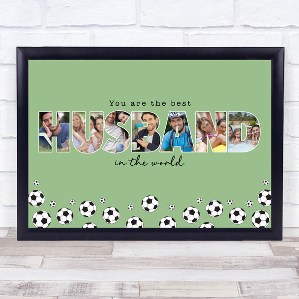 Photo Collage Green Football 7-Photo Any Occasion Gift For Husband Print Canvas